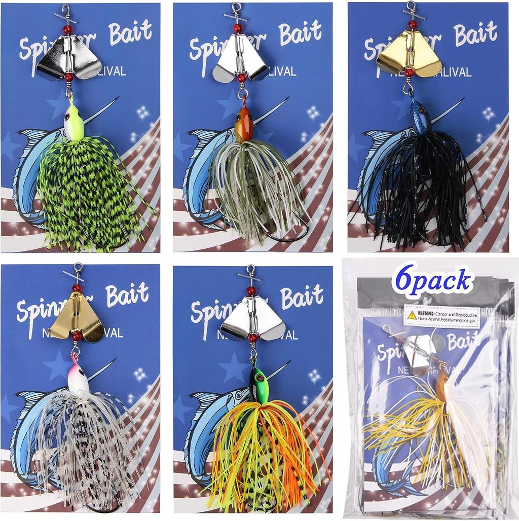Bass Fishing Spinner Bait Lures, Multicolor Buzzbait Metal Jig 6pcs  - Image 6