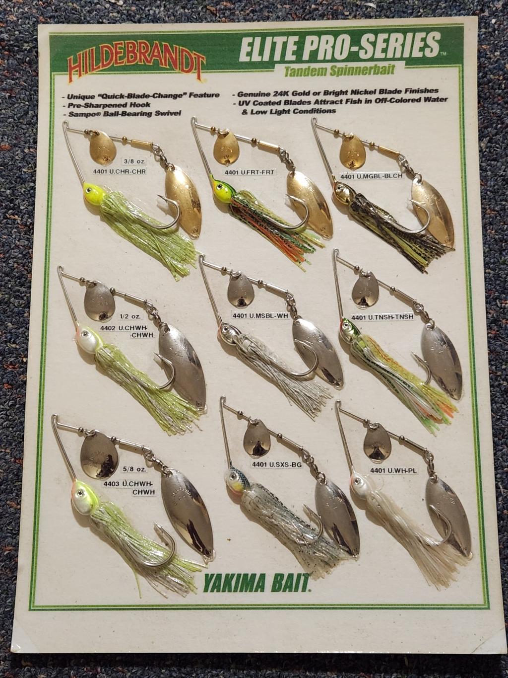 Yakima Baits Hildebrandt Elite Pro-Series Spinnerbait Display Sample Board  - Image 3