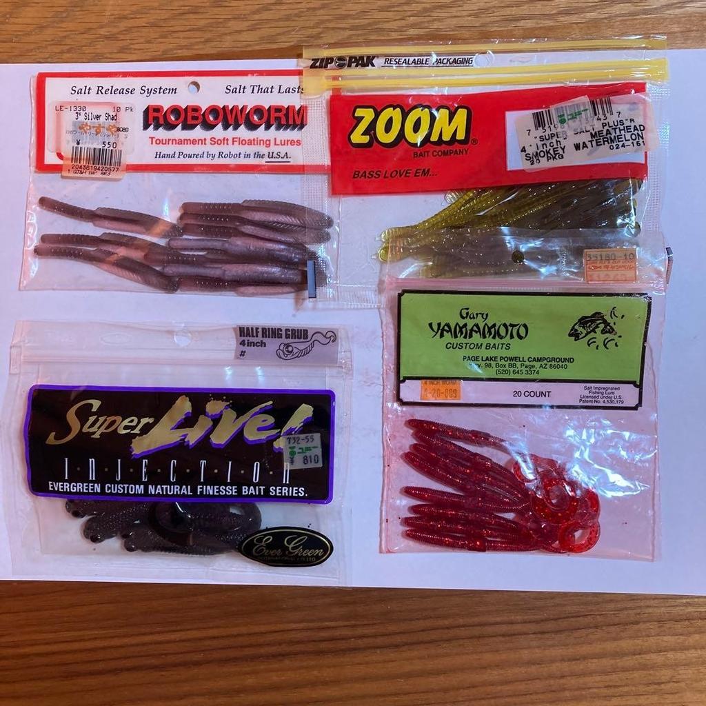 Fishing Lure Worm 8 bag set Gary Yamamoto Evergreen Megabass etc. - Image 2