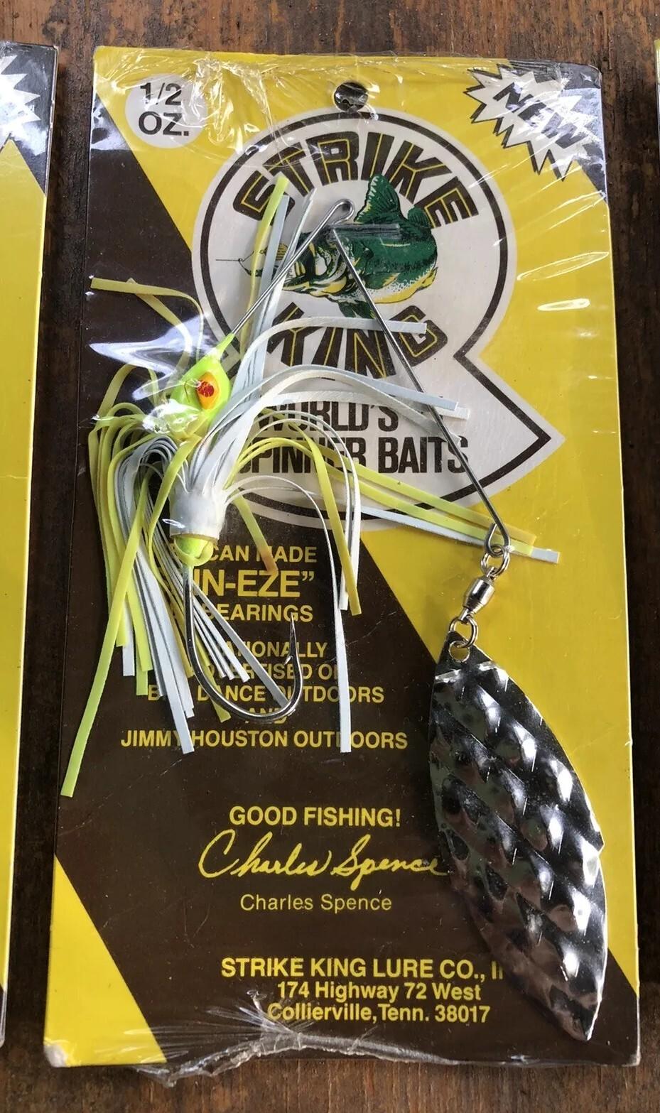 3 Vintage Nos 1/2 Oz Strike King Spinner Baits New Old Stock Diamond Eyes  - Image 3