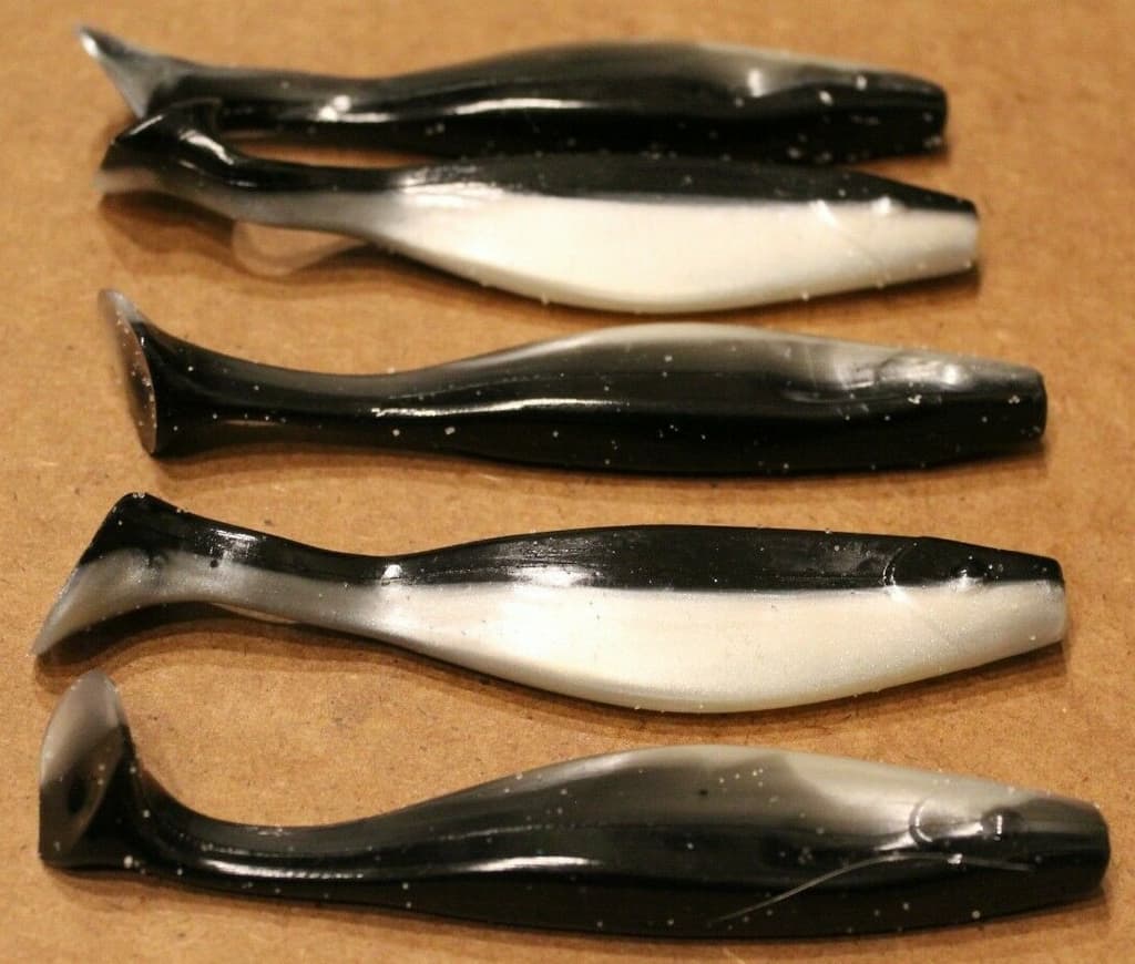5" Shad Paddle Tail Swimbait great for Umbrella Rig 20 count bag Black Shad - Image 2