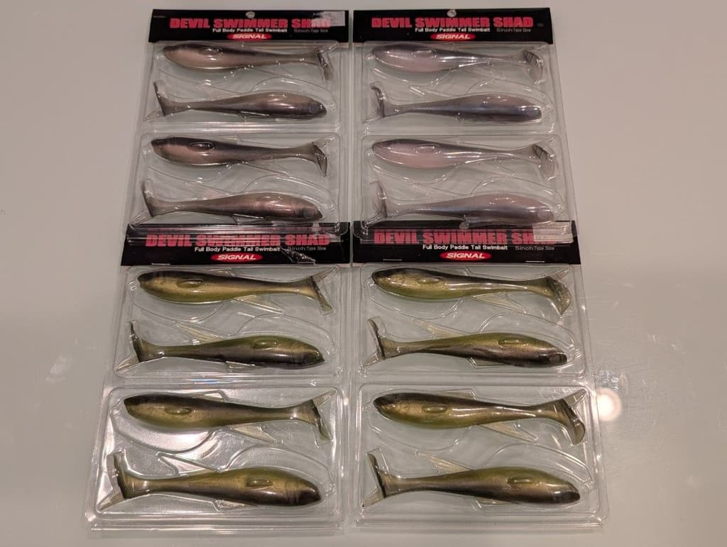Signal Devil Swimmer Shad 5" 4-Pack Swimbait Worm Lure Alabama Rig, Used - Image 1