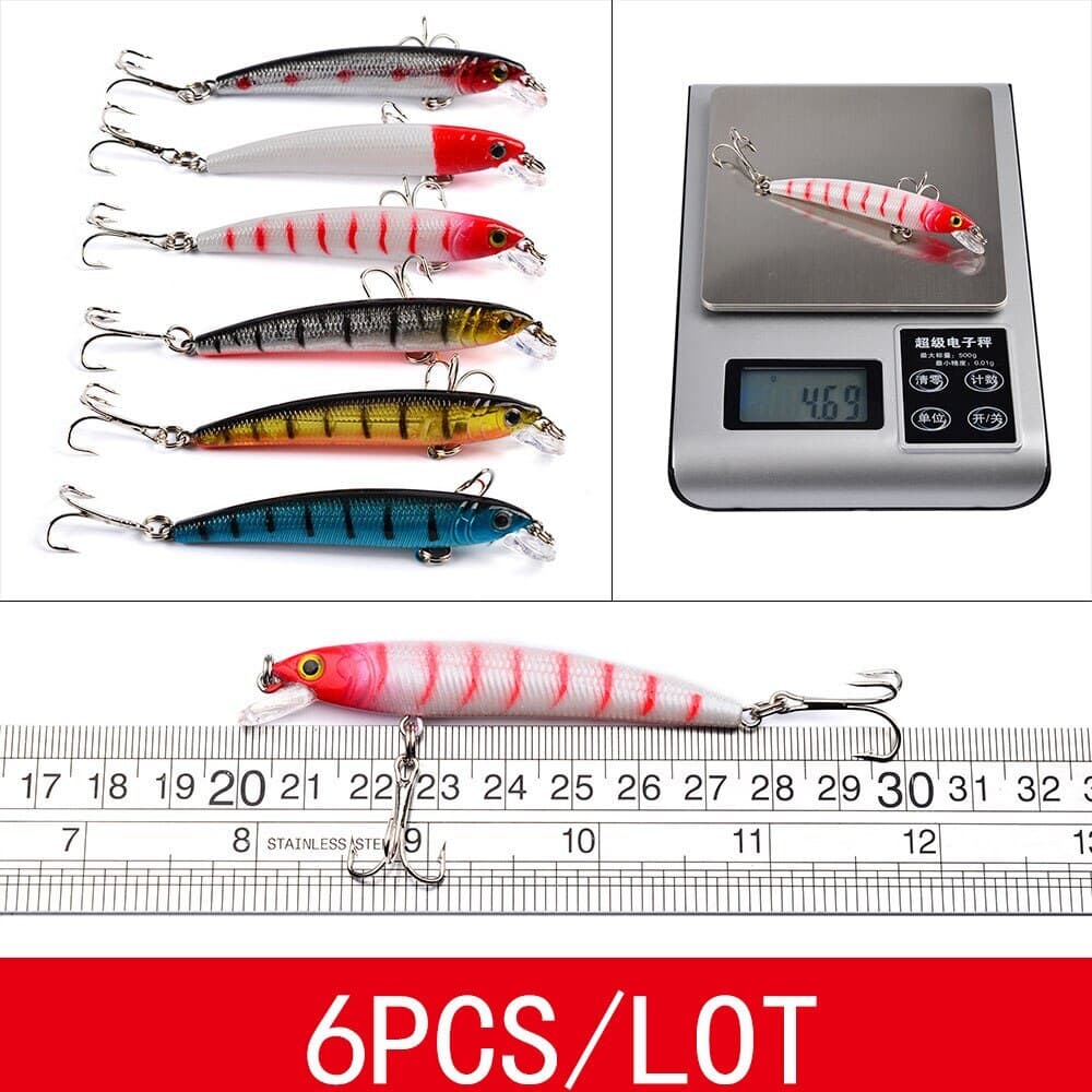 56PCS Minnow Fishing Lure Hard Artificial Mixed Swimbait Crankbait Trolling Pike - Image 9