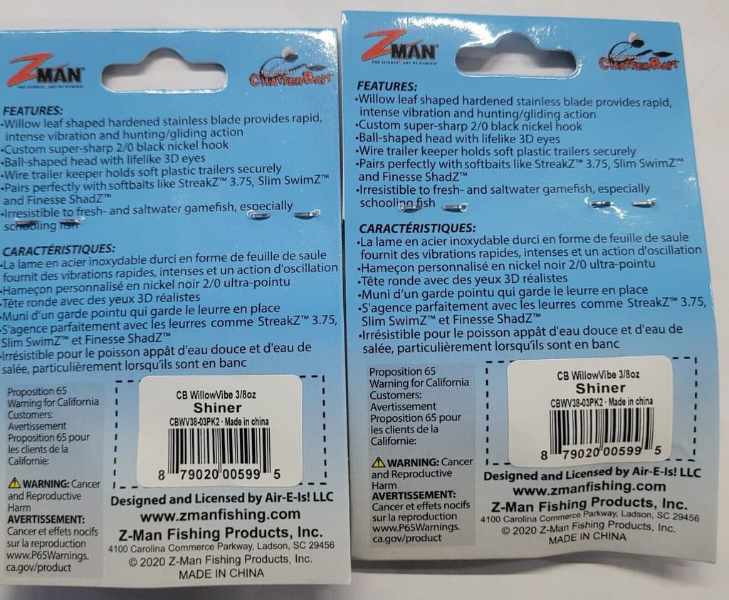 Z-man  Willowvibe chatterbait 3/8oz Shinner bladed jig lot of 2 - Image 4