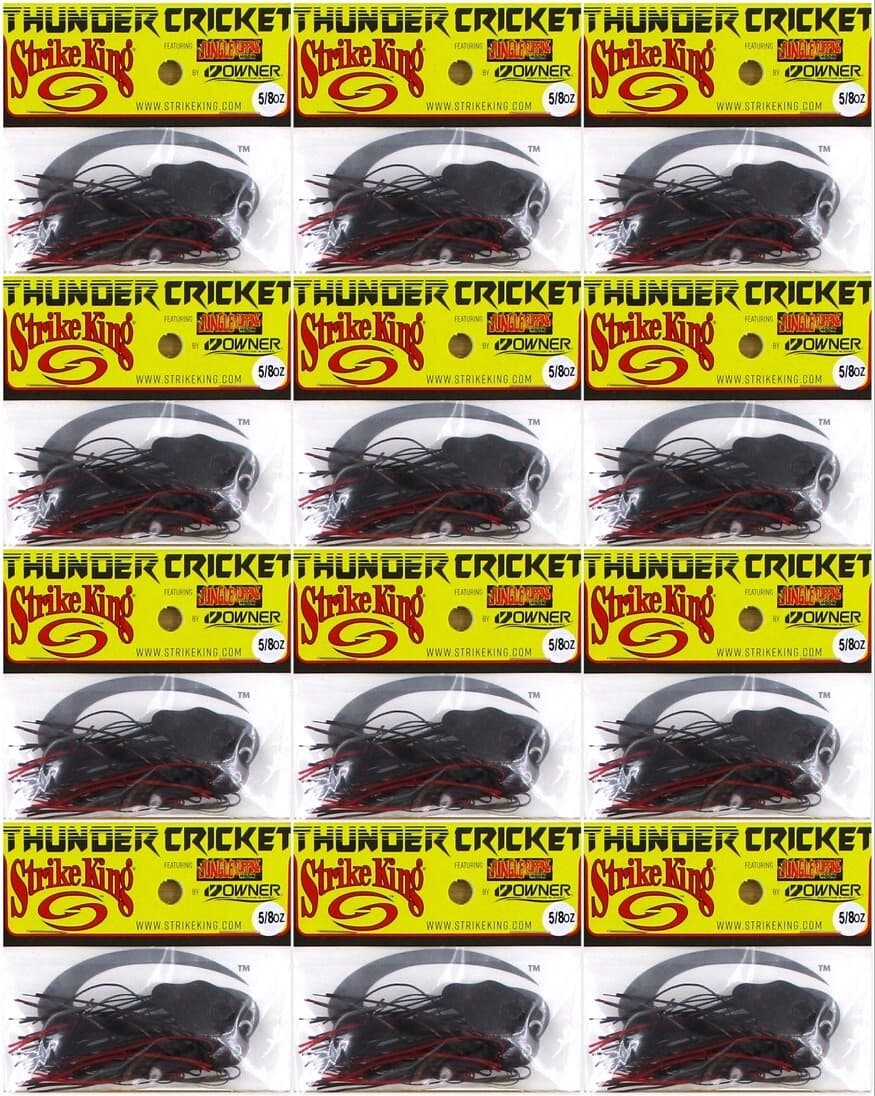 (12) Strike King 5/8 Oz Thunder Cricket Bladed Vibrating Jigs Black Widow New - Image 1