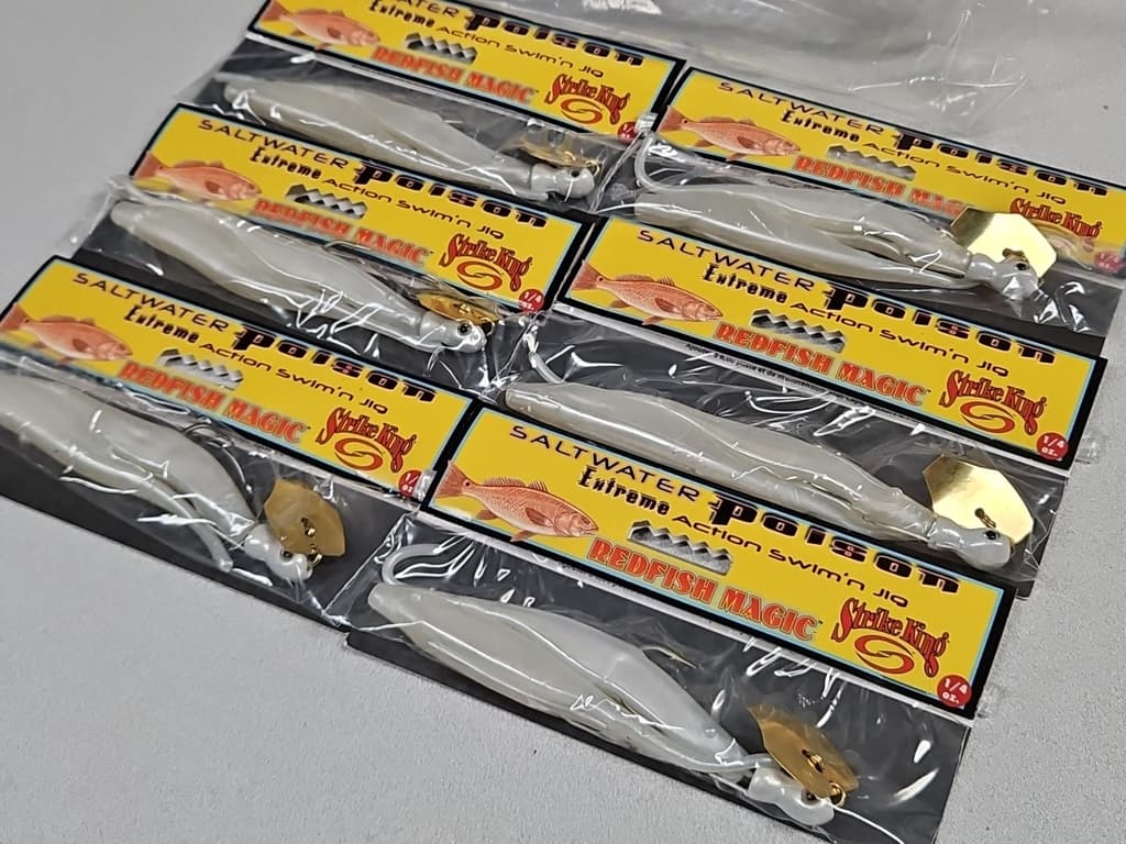 (6) Strike King 1/4oz Redfish Magic SALTWATER POISON SWIM'N JIG...#844...NOC!!! - Image 2