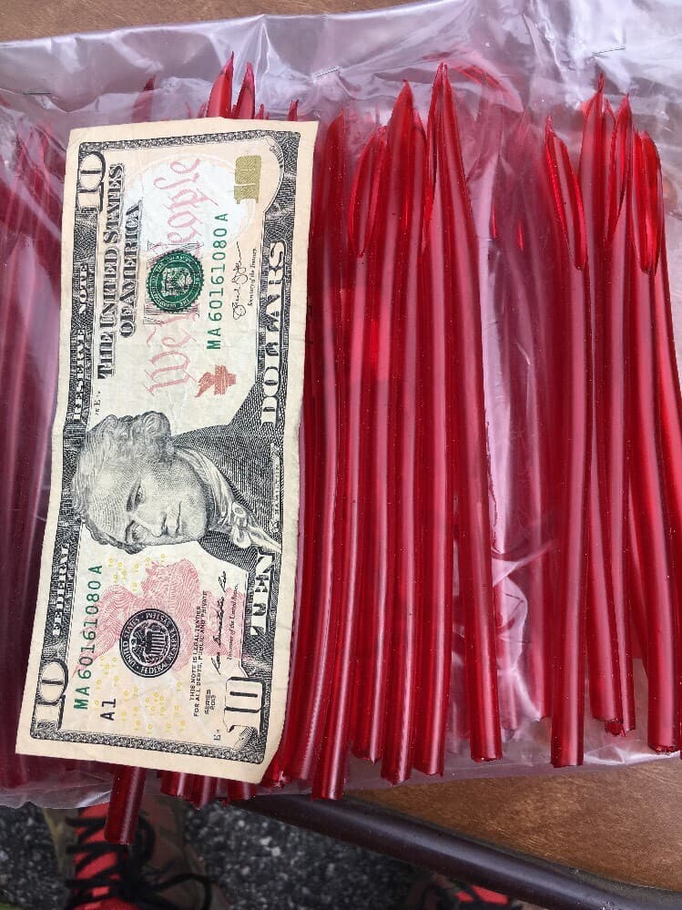 105pc Lot 1/4" Surge Tube Dark Red Striper Jig Hook Teaser 9/0 #1DR Cut 1lb - Image 1