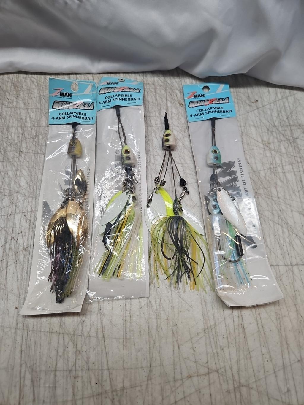 4 Z MAN QUADZILLA Collapsible 4 Arm Spinnerbait Umbrella Rig Fishing Lures  - Image 1