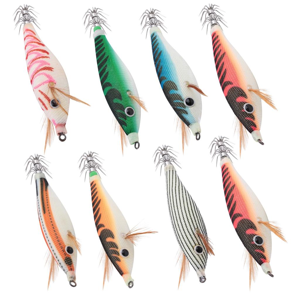 8Pcs 9.6G 10cm Luminou Jig Fishing Wood Shrimp Cuttlefish Jigs3532 - Image 1