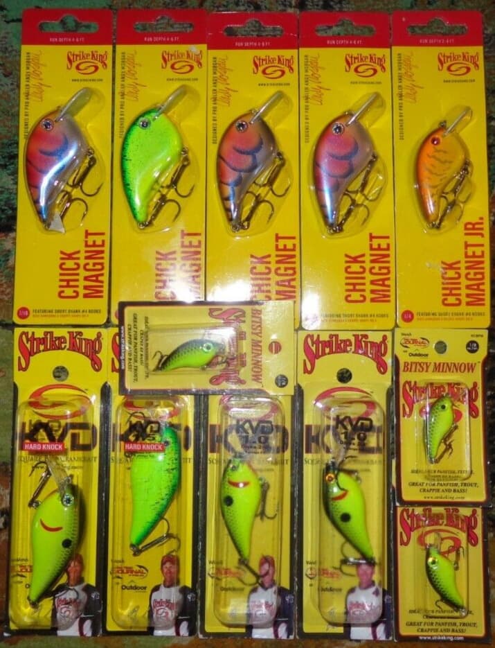Lot of 12 New Strike King KVD Chick Magnet Bitsy Minnow Crankbait Fishing Lures - Image 1