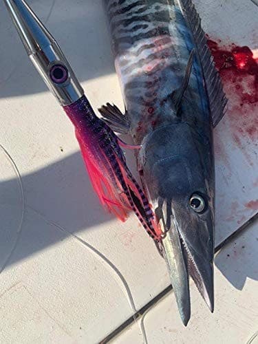 2 Pack High Speed ​​Skirted Wahoo & Tuna Lures Rigged 6ft 150lb Leader Line + Ba - Image 2
