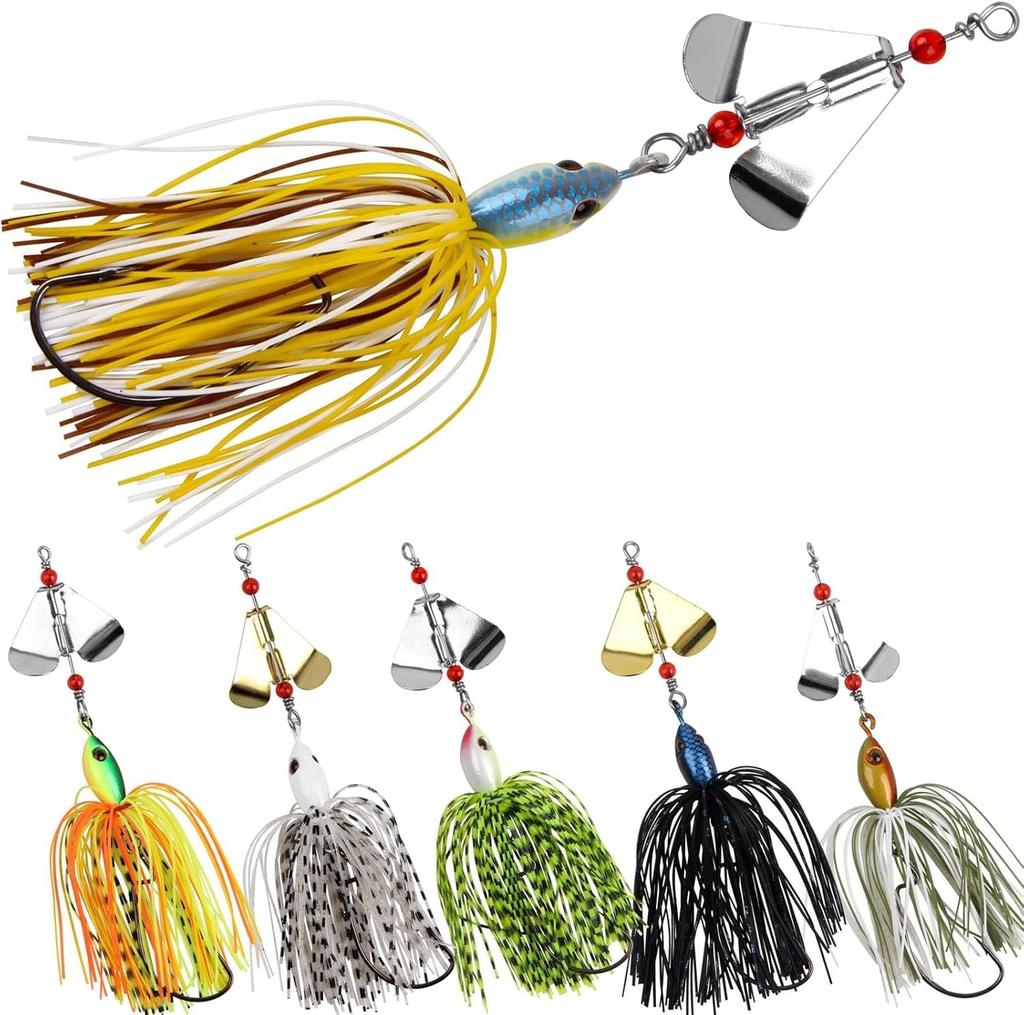 Spinnerbait Fishing Lures Kit, 6pcs Bass Buzzbait Hard [MIXED]  - Image 1