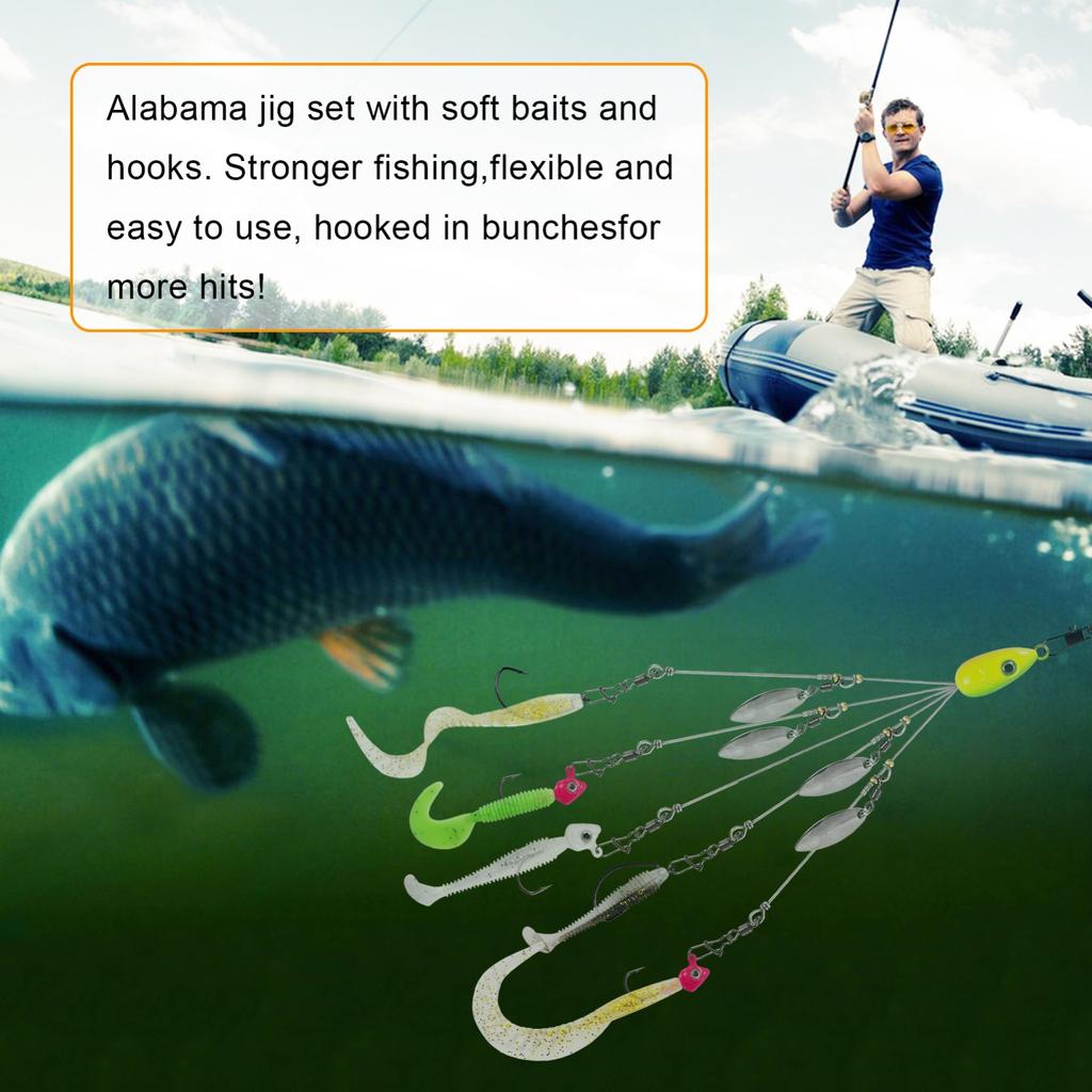 FREE FISHER 43pcs Fishing Alabama Rig Bait,5-Arm Umbrella Rigs,Fishing Gear Box  - Image 7