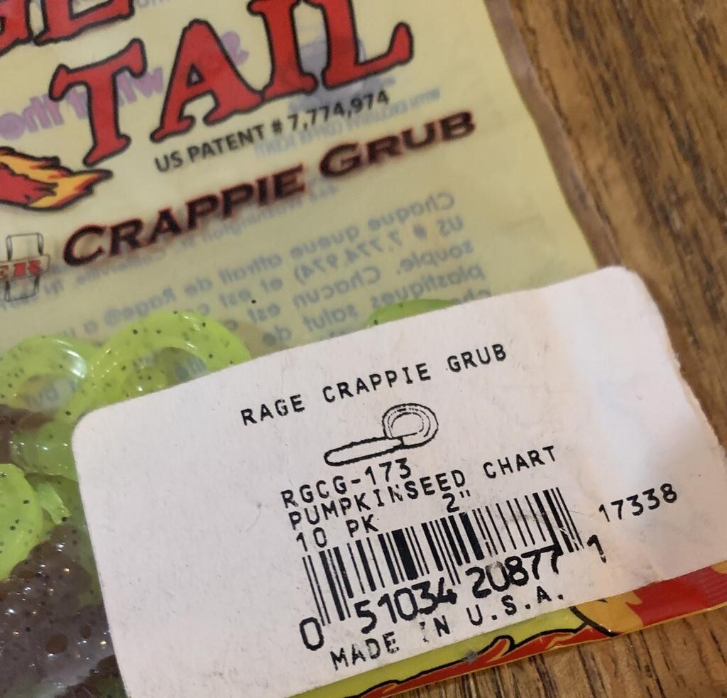 Rage Tail Strike King 2” Crappie Grub Pumpkinseed Chart-1pk of 10pcs-NEW - Image 3