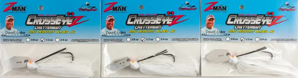 3    Z-MAN CROSSEYEZ CHATTERBAIT 1/2OZ CBCE12-01 PEARL GHOST - Image 1