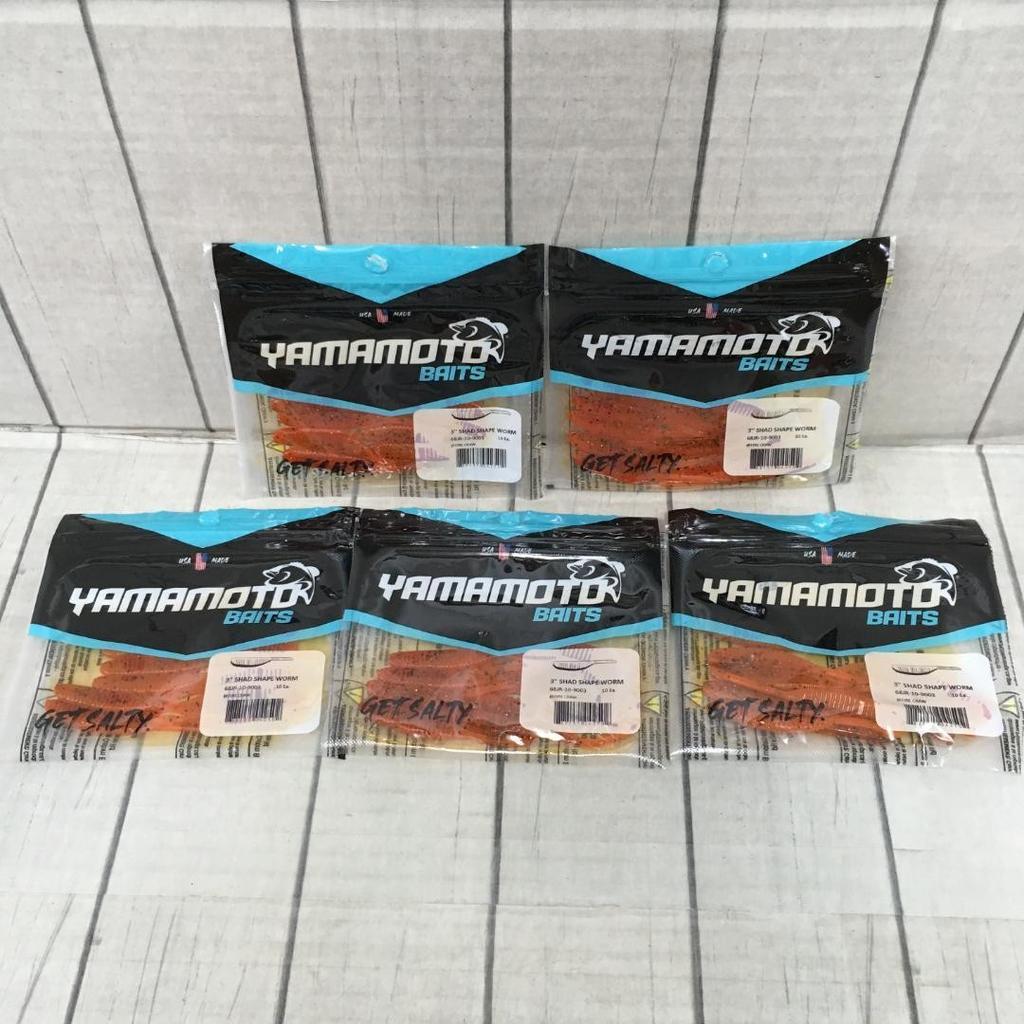 Gary Yamamoto Shad Shape Worm 3 inch 5 piece set t3383 - Image 1