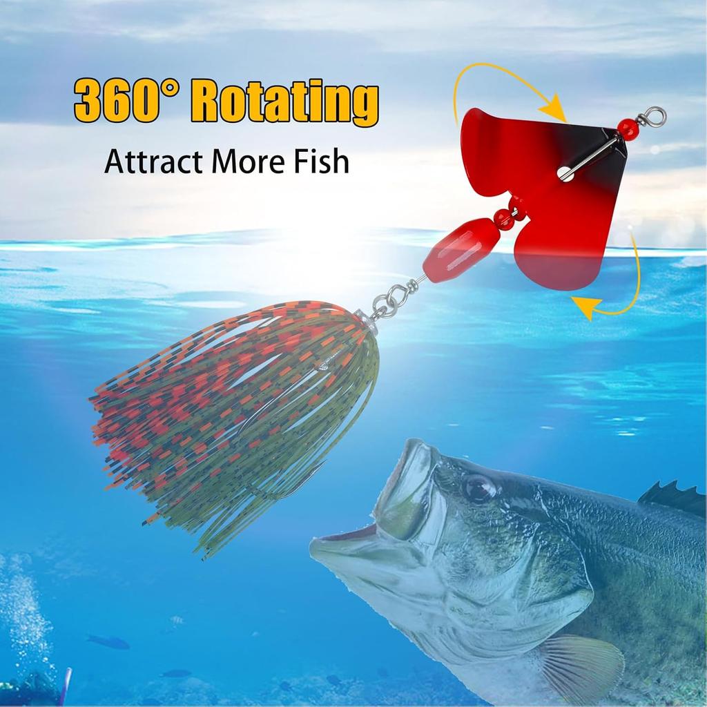 Spinnerbait Fishing Lures Kit, 6pcs Bass Fishing Buzzbait Lures Hard Metal Sp... - Image 8