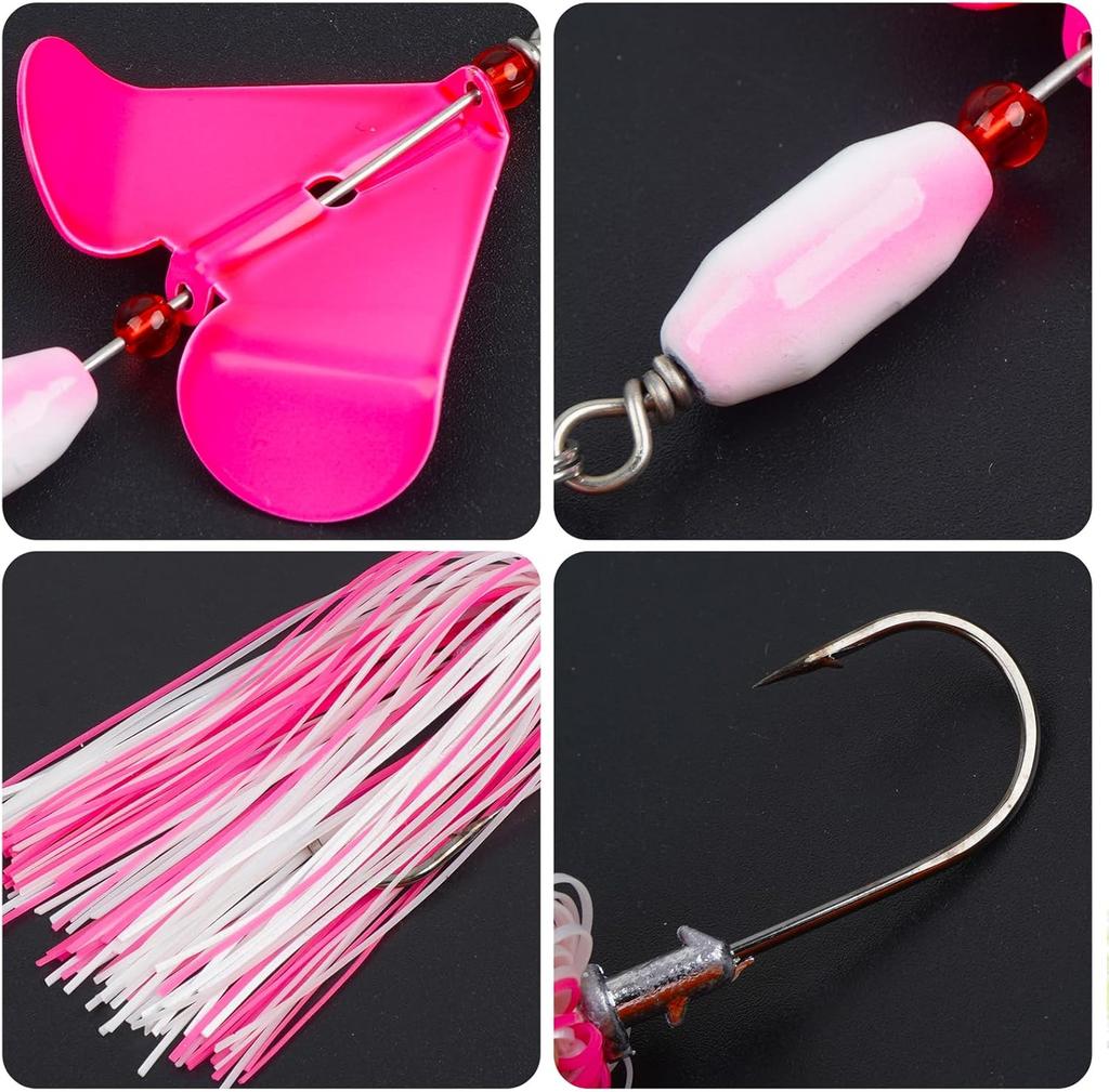 Spinnerbait Fishing Lures Kit, 6pcs Bass Fishing Buzzbait Lures Hard Metal Sp... - Image 2