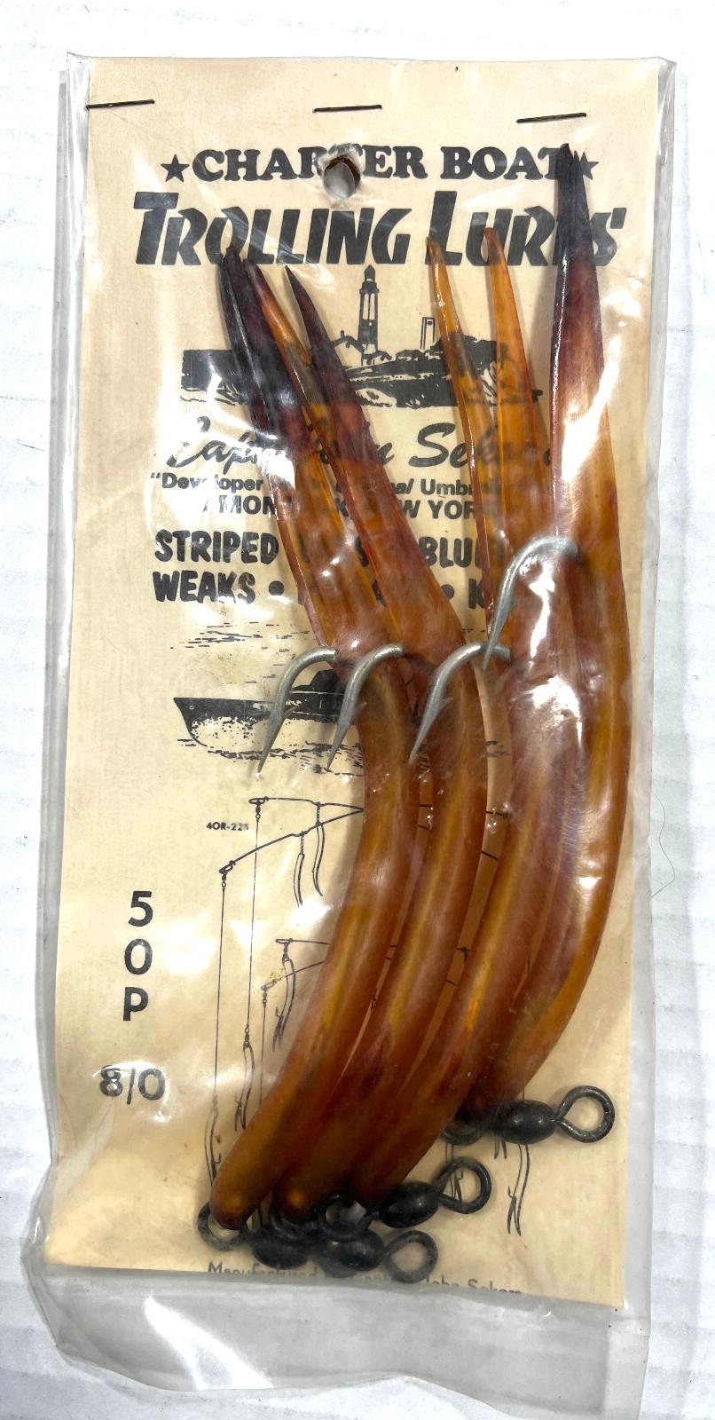 Capt John Sekora vintage trolling lures 8/0 umbrella rig baits 4 Pk Natural - Image 1