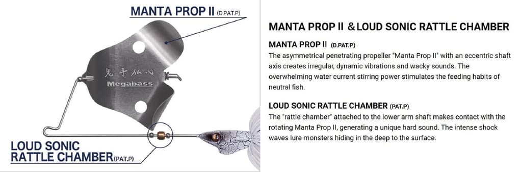 Megabass Jamaica Boa JR 3/8 oz Buzzbait Sinking Lure Black Mamba (4545) - Image 4