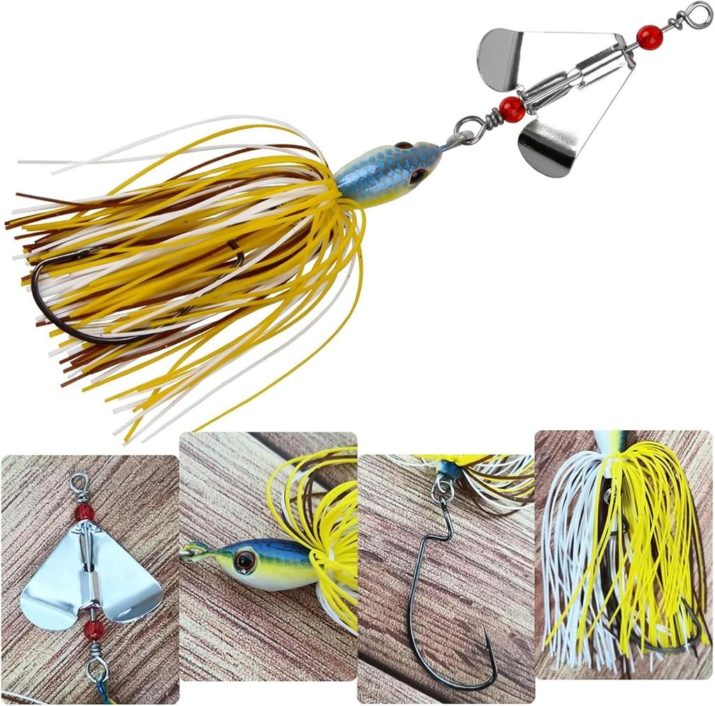 Spinnerbait Fishing Lures Kit, 6pcs Bass Buzzbait Hard [MIXED]  - Image 3