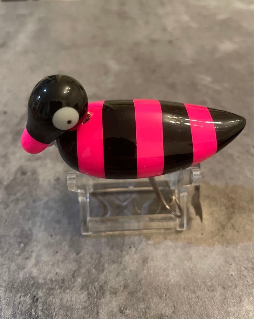 Zeal Stock Lures Mallard-kun Frog Topwater Lure Black & Pink Stripes Used - Image 1