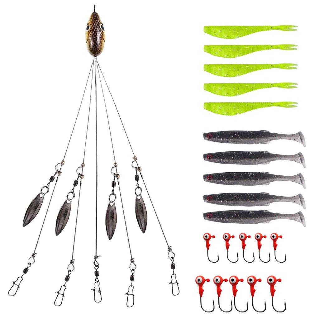 Owemtao Alabama Rig Kit 5 Arms Bass Fishing Kit with Pre-Rigged Swimbaits and... - Image 1