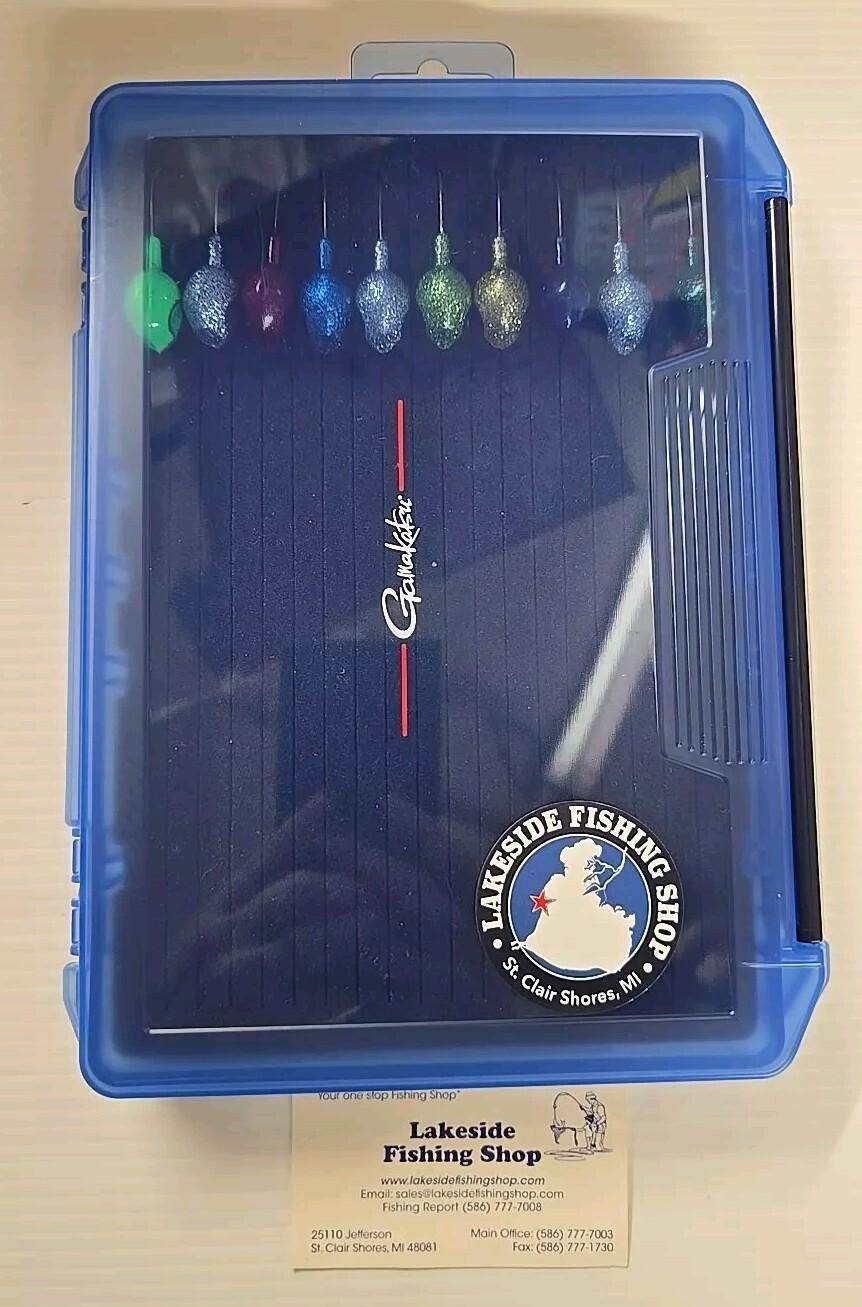 GAMAKATSU G-BOX JIG CASE #G3600SF & 10 1OZ ASSTD JIG HEADS FISHING ACCESSORIES  - Image 1