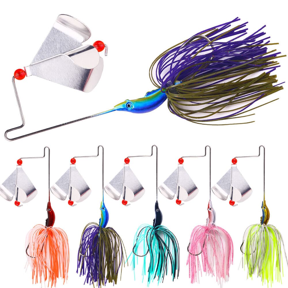 5PCS Spinnerbait Fishing Lure Buzzbait 22g Blade Bait Spoon Rubber Skirt Bass - Image 3