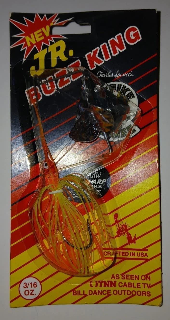 Vintage Strike King Jr. Buzz-King Buzzbait 3/16oz Chrt/Org Skirt/Silver Blade - Image 1