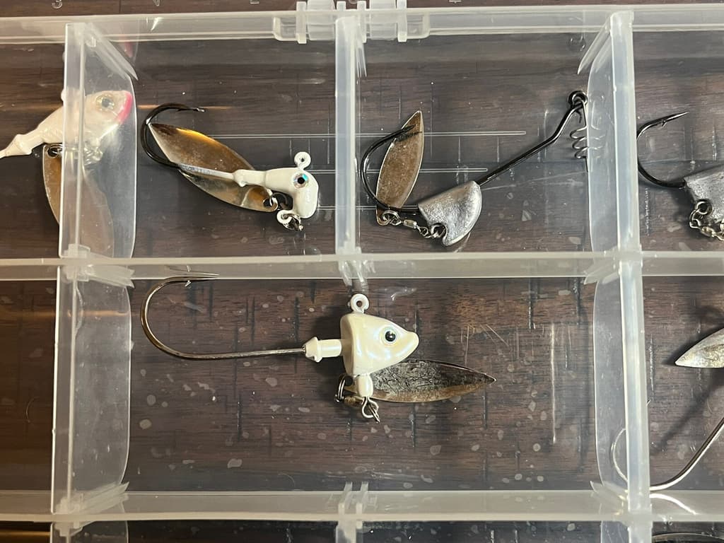 Huge lot of Underspin Jig heads Bass Striper Walleye Strike King, Berkley w/ box - Image 6