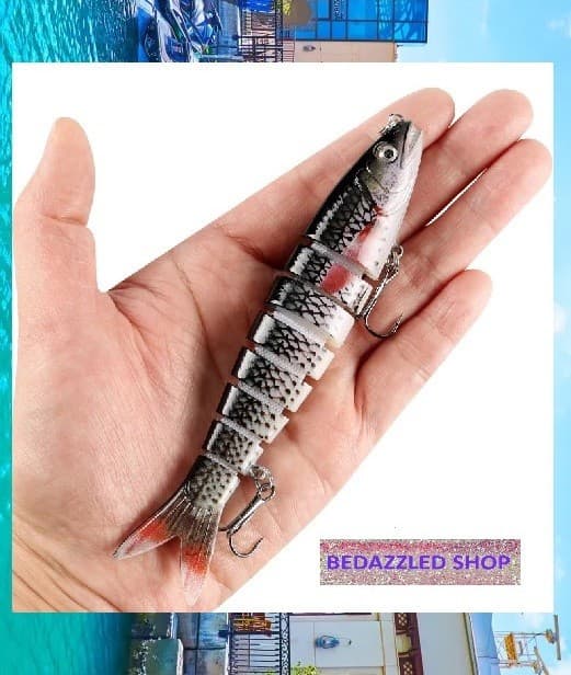 Fishing Lures 8-Segments Fish Bass Minnow Swimbait Tackle Hook Bait Pack of 5 - Image 8