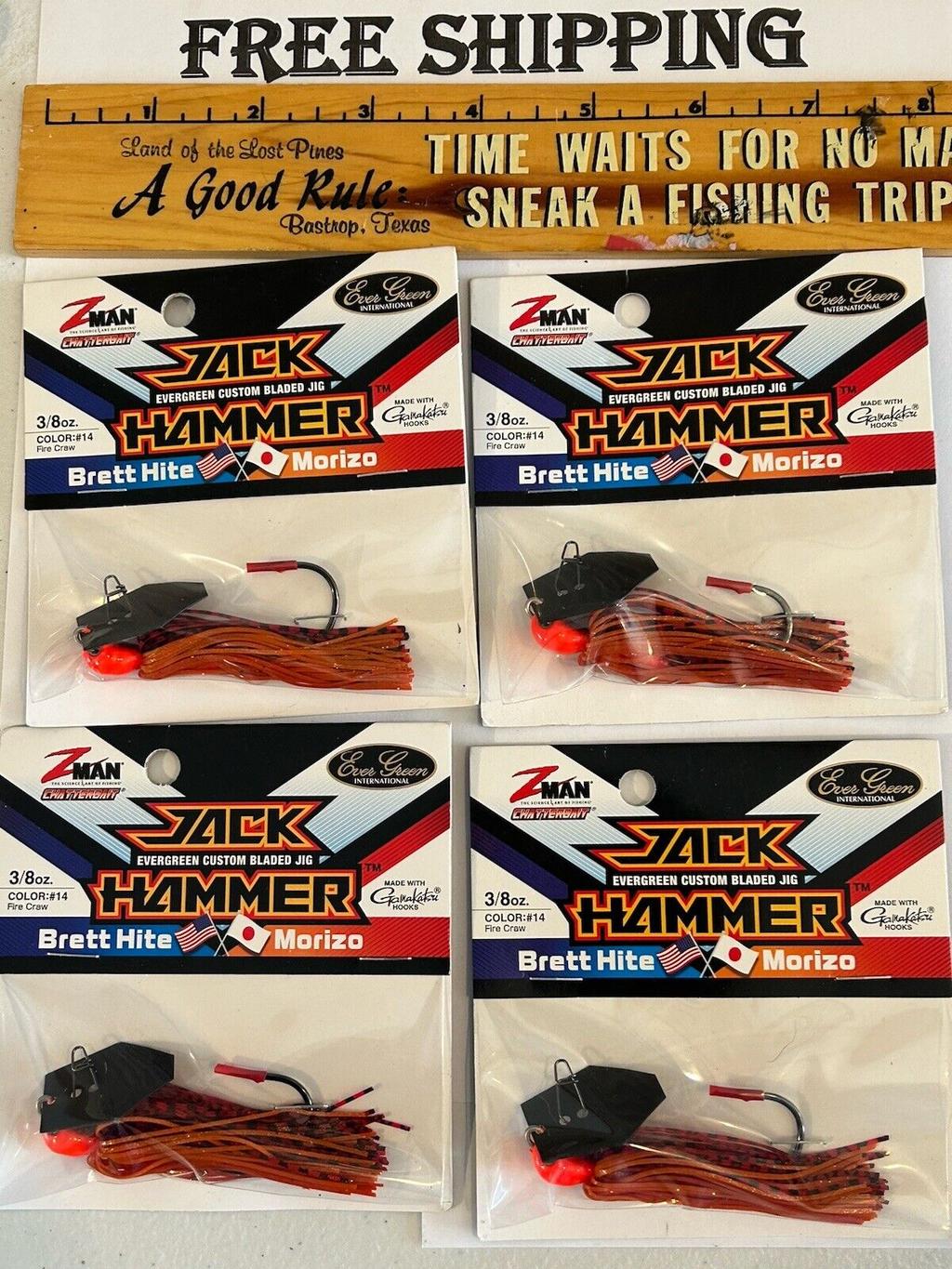LOT OF 4  Z-Man Jack Hammer Chatterbait 3/8 Oz Fire Craw COLOR TACKLE BOX FIND - Image 1
