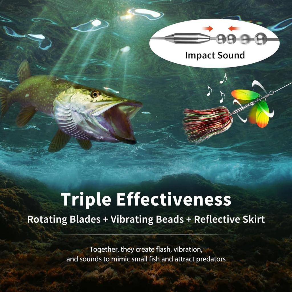 3PCS Premium Bass Fishing Buzzbait Kit Multicolor Swimbaits Hard Metal Lures US - Image 4