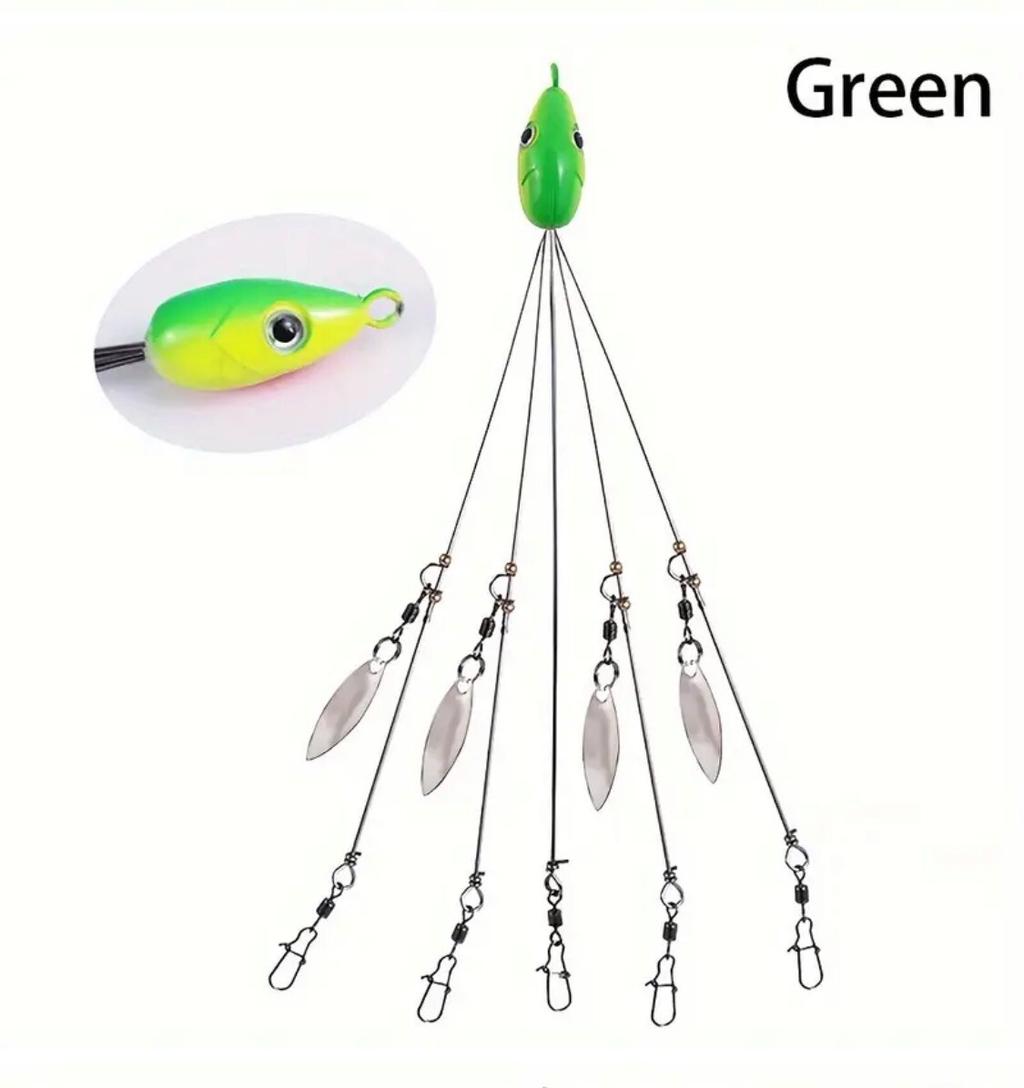 Alabama Umbrella Rig Swim Baits Fishing Lure Tackle Willow Blade 5 Arm No Hooks - Image 1