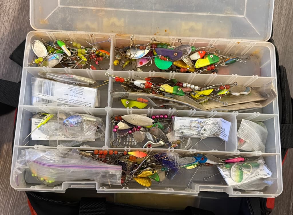 Large Walleye Tackle Box (6 Boxes, Plus 1 Small Empty). Rapala, Michigan Stinger - Image 7