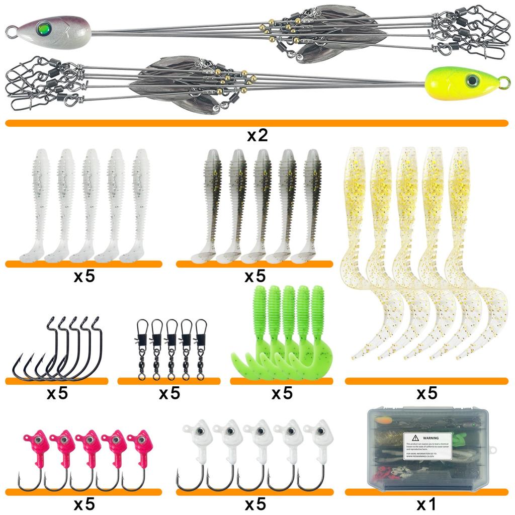 FREE FISHER 43pcs Fishing Alabama Rig Bait,5-Arm Umbrella Rigs,Fishing Gear Box  - Image 2