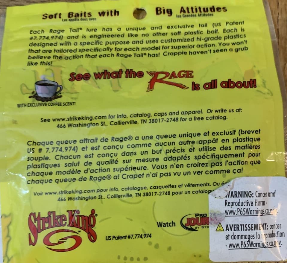 Rage Tail Strike King 2” Crappie Grub Pumpkinseed Chart-1pk of 10pcs-NEW - Image 4