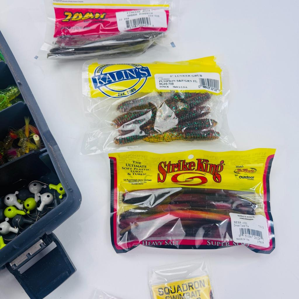 LOT of Fishing Worms Grubs Bait Lures Jelly Strike King Kalin's + Box FREE SHIP - Image 4