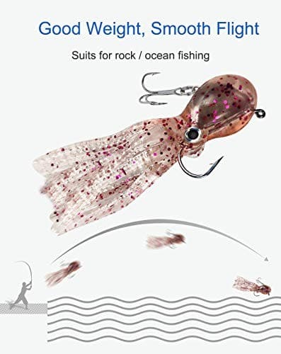 Octopus Swimbait Soft Fishing Lure with Skirt Tail, Lingcod Rockfish Jigs for  - Image 7