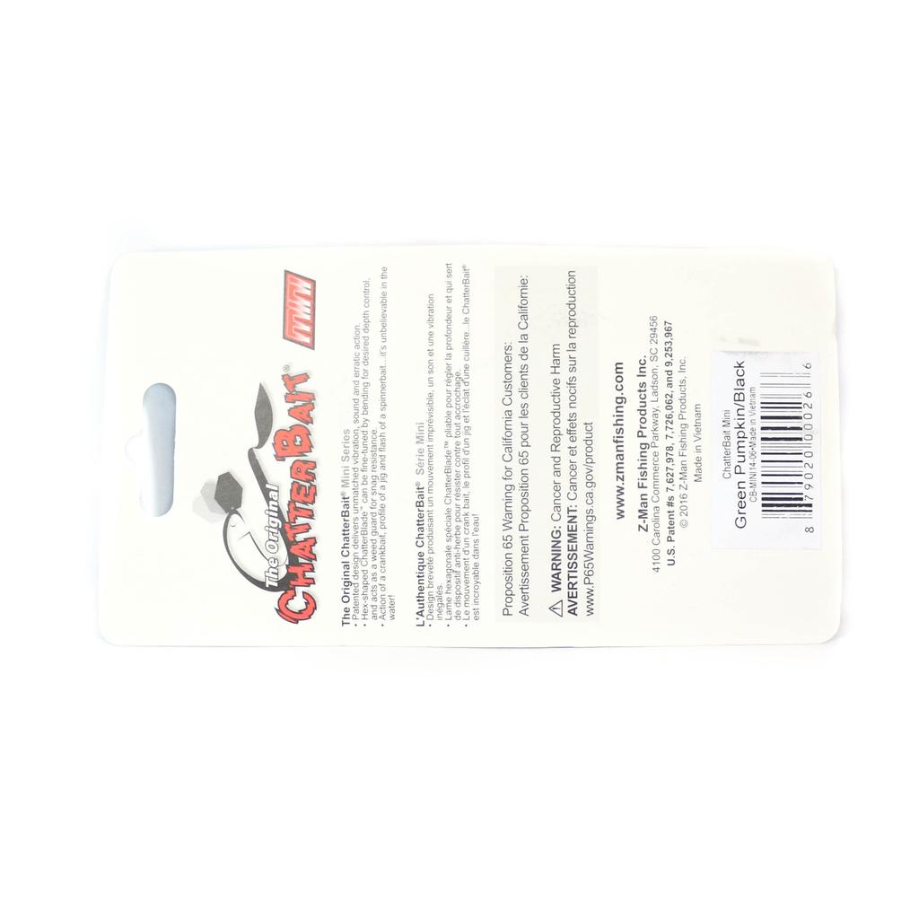 Zman Chatterbait Mini 1/4 oz Sinking Lure Chart White (0228) - Image 2