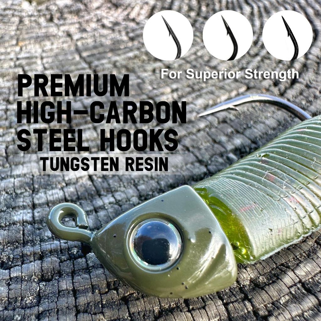 Reaction Tackle Tungsten Swimbait Jig Heads - 3D Eyes, Sharp Hooks, Bass Fishing - Image 6