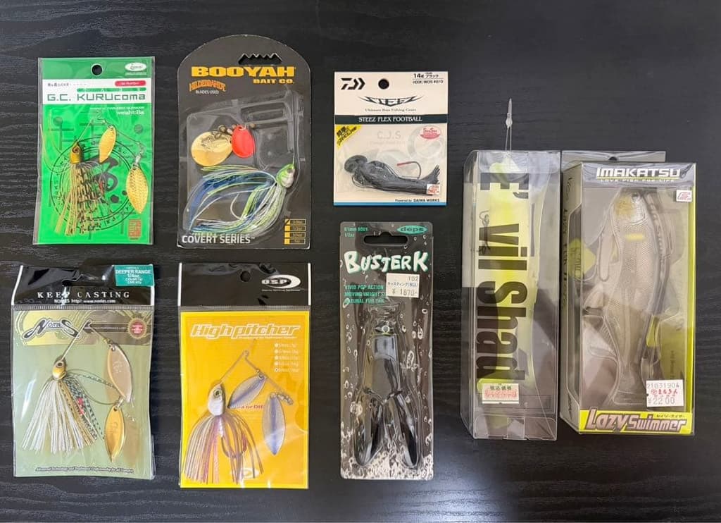 Spinnerbait, Swim bait, Football jig, Frog 8-piece set - Image 1