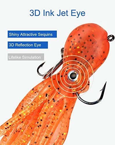 Octopus Swimbait Soft Fishing Lure with Skirt Tail, Lingcod Rockfish Jigs for  - Image 5