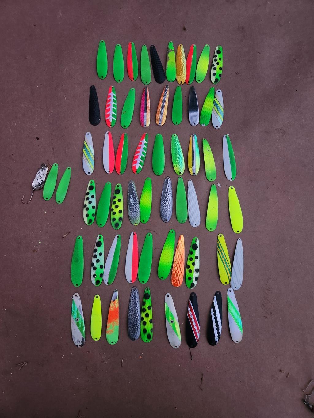 Fishing spoons size 3",4" lot of 63 used salmon trout trolling FREE SHIPPING! - Image 1