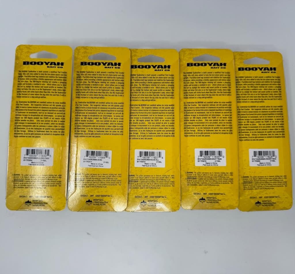 BOOYAH BAIT CO ' TOADRUNNER ' MIXED LOT OF 5 ' ALBINO, BONE, BLG, NTR, CRF ' - Image 3