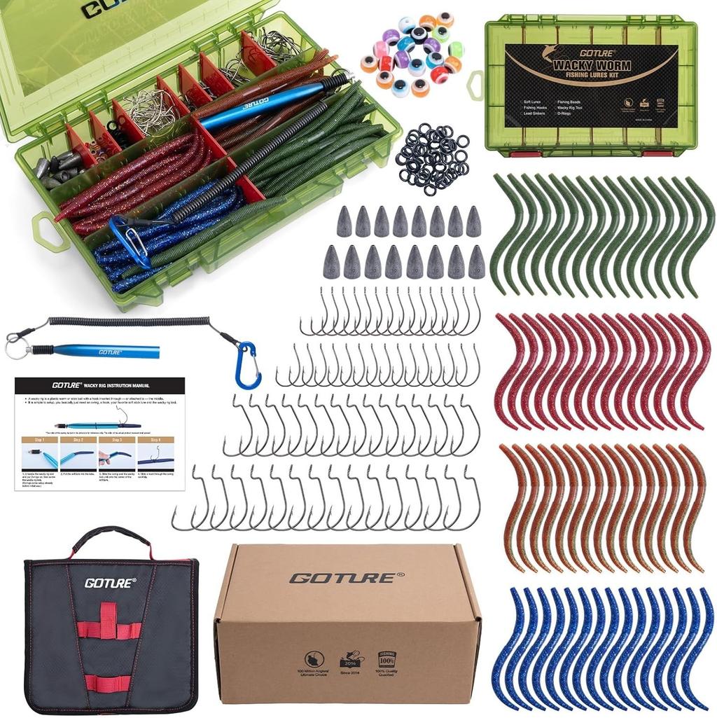 Complete Wacky Worm Rig Tool Kit: 60 Soft Worms, Weights & Fishing Accessories - Image 3