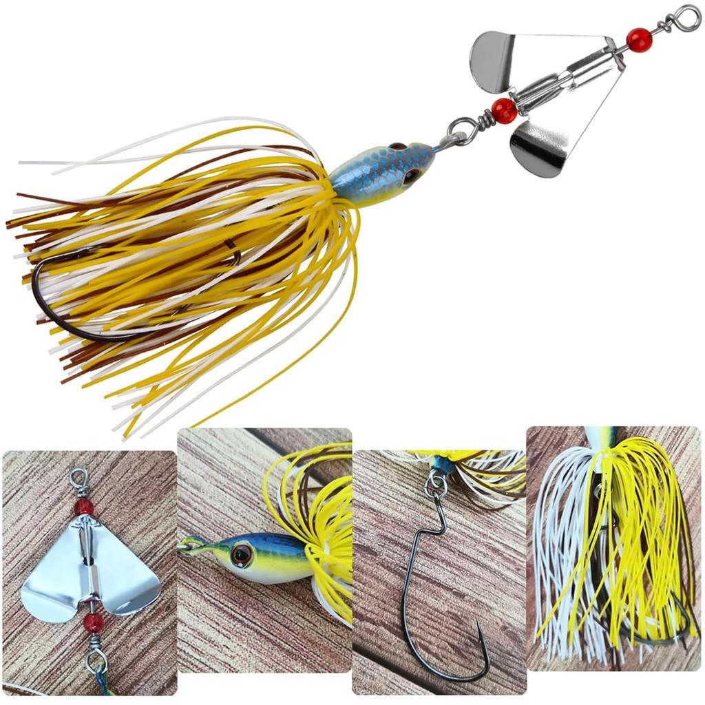 Spinnerbait Fishing Lures Kit, 6pcs Bass Buzzbait Hard [MIXED]  - Image 3