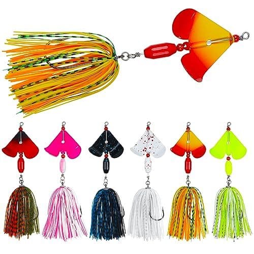 Spinnerbait Fishing Lures Kit, 6pcs Bass Fishing Buzzbait Lures Hard B-6pcs - Image 1