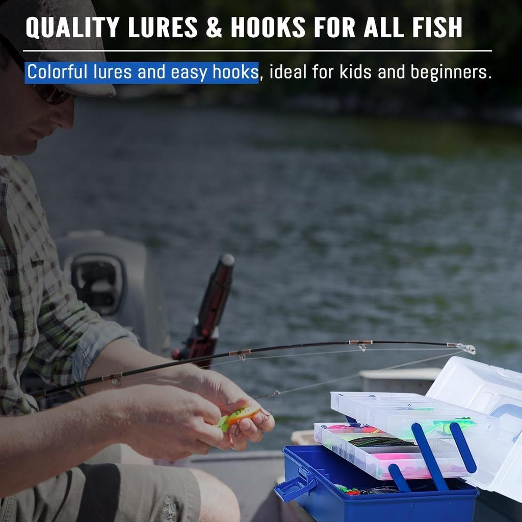 Complete Fishing Tackle Kit with 448 Pieces Hooks Weights Pliers and Accessories - Image 10